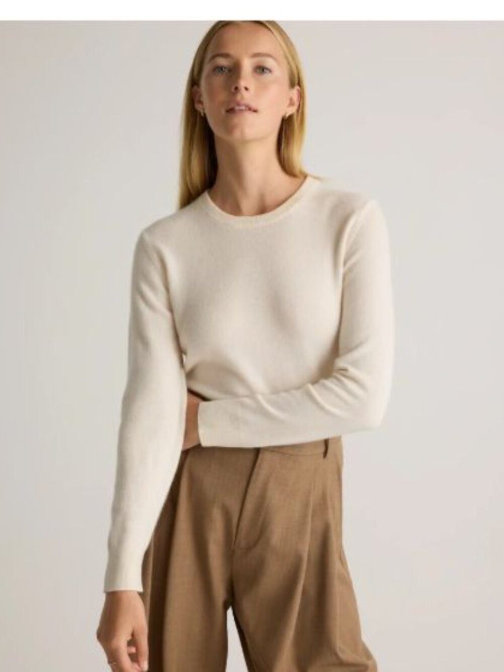 QUINCE NWOT Women's 100% Mongolian Cashmere Crew Sweater Ivory XS